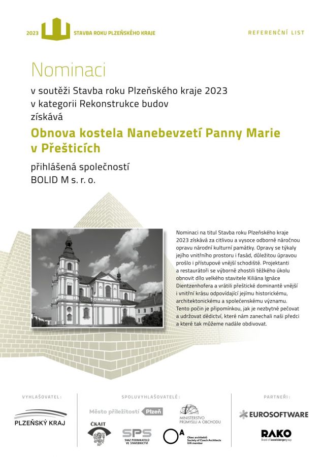 Obnova kostela Nanebevzetí Panny Marie v Přešticích